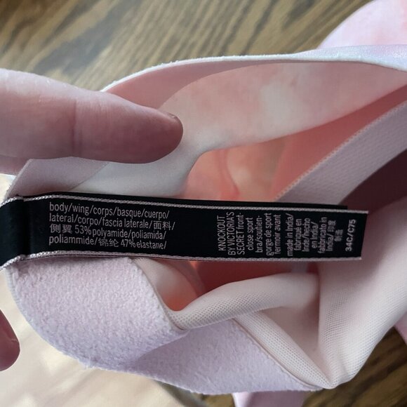 Victorias Secret Women 34C Pink Tie Dye Knockout Front Close Sports Bra - Picture 8 of 10